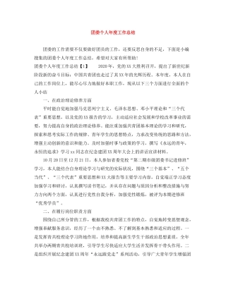 团委个人年度工作总结