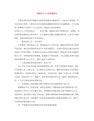 信用社个人工作总结范文