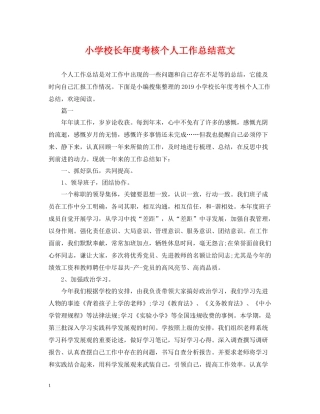 小学校长年度考核个人工作总结范文