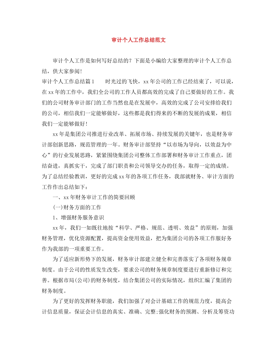审计个人工作总结范文_第1页