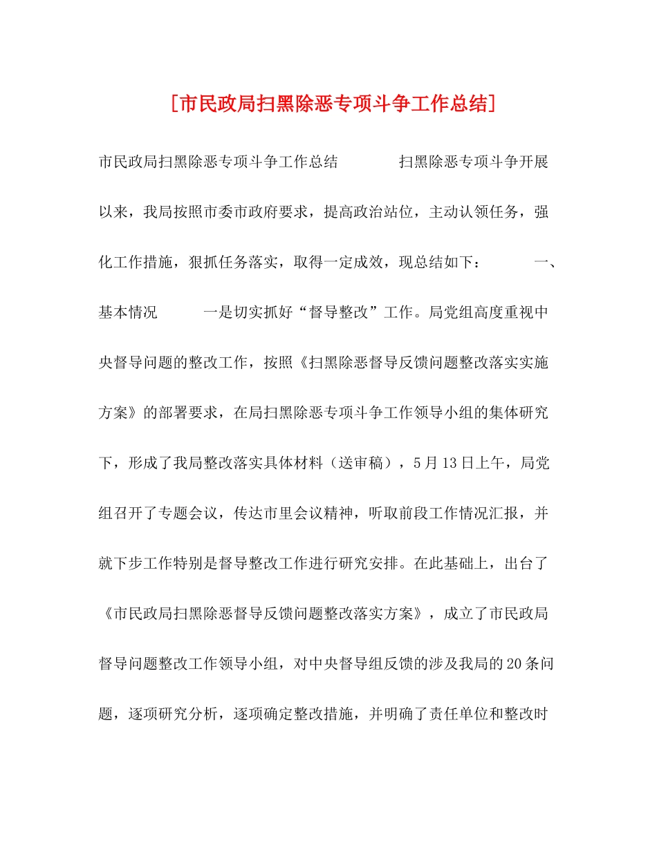 [市民政局扫黑除恶专项斗争工作总结]_第1页