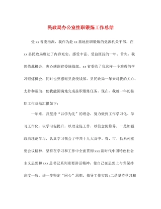 民政局办公室挂职锻炼工作总结