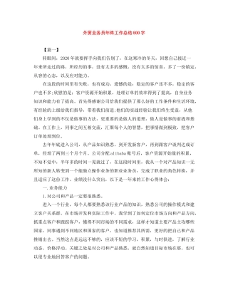 外贸业务员年终工作总结800字