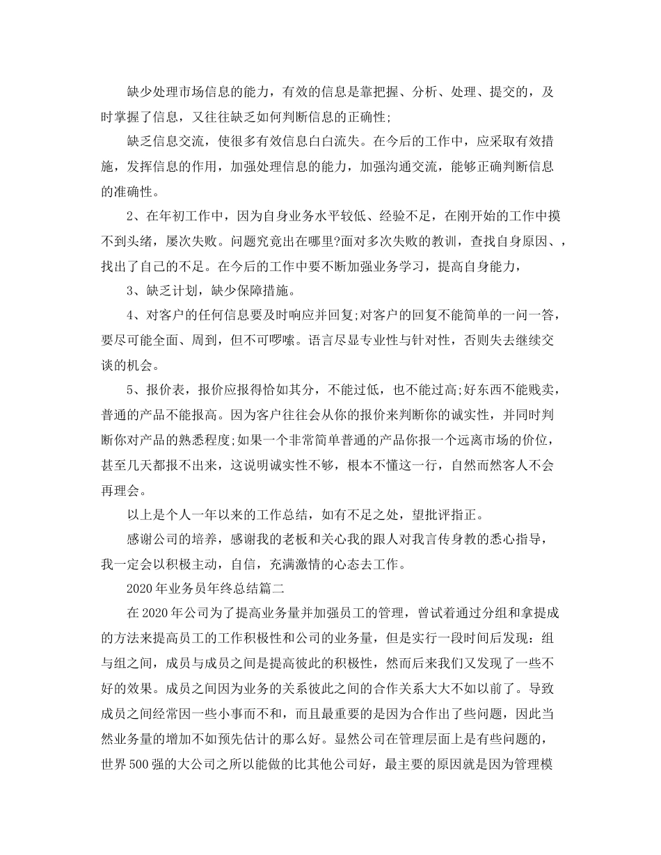 2020年业务员年终总结_第2页
