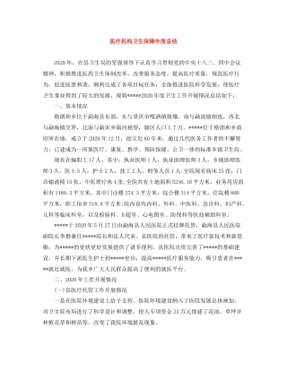 医疗机构卫生保障年度总结