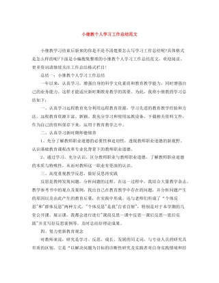 小继教个人学习工作总结范文