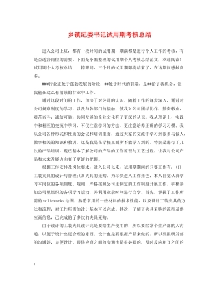 乡镇纪委书记试用期考核总结