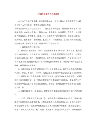 乡镇办公室个人工作总结