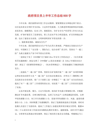 政府项目员上半年工作总结800字