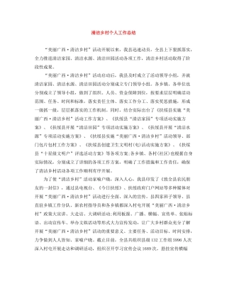 清洁乡村个人工作总结