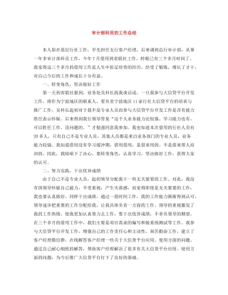 审计部科员的工作总结