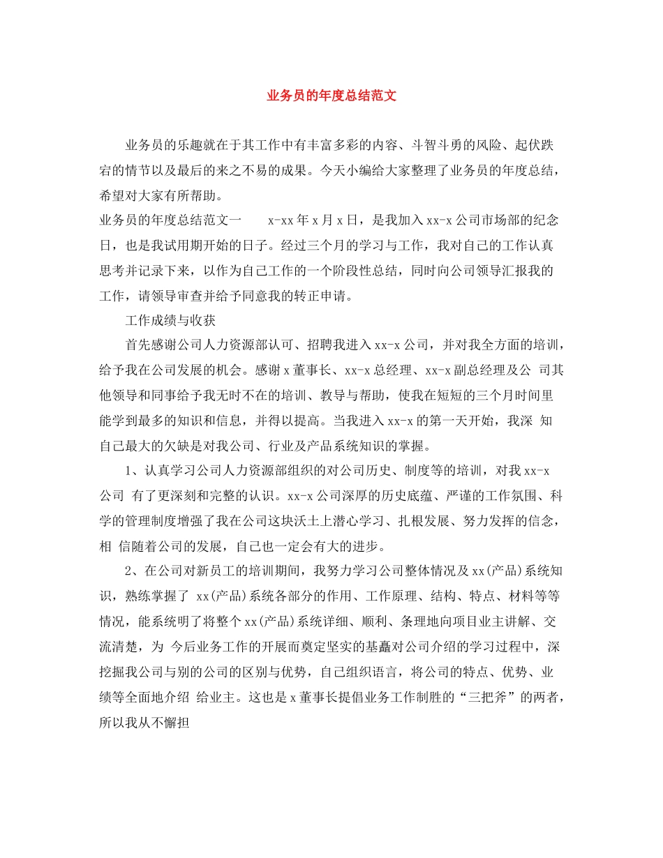 业务员的年度总结范文_第1页