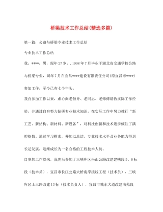 桥梁技术工作总结精选多篇)
