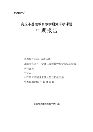 群文阅读中期报告