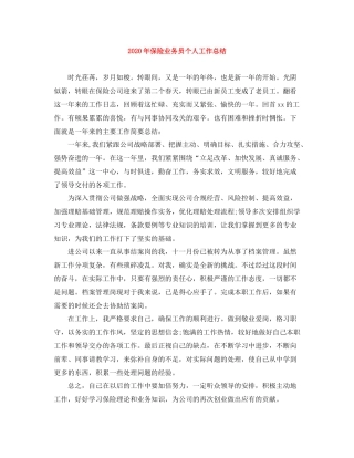 2020年保险业务员个人工作总结