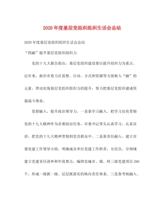 2020年度基层党组织组织生话会总结2)