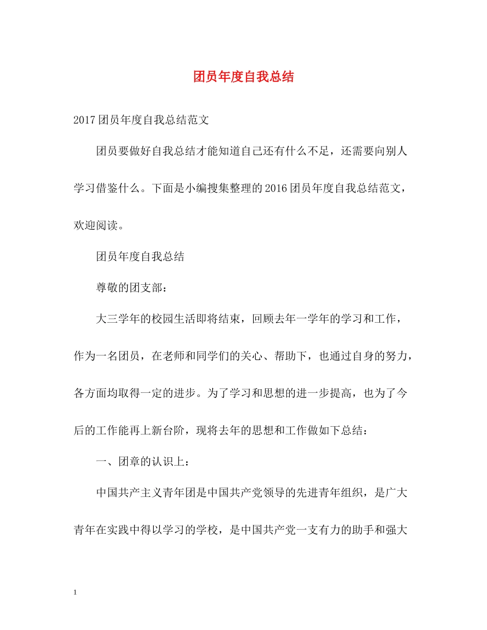 团员年度自我总结_第1页