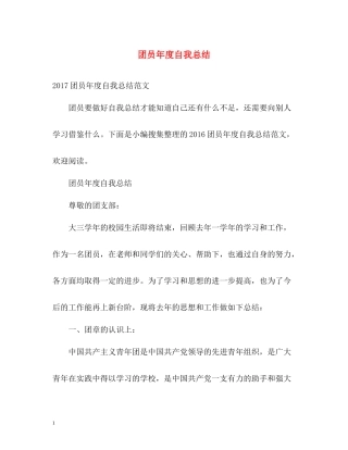 团员年度自我总结