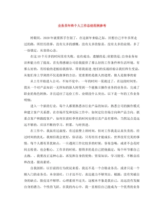 业务员年终个人工作总结范例参考