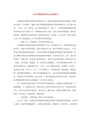2020年度招标专员工作总结范文