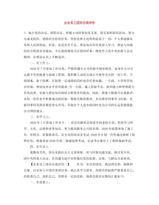 企业员工团员自我评价