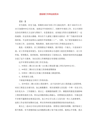 投标部门年终总结范本