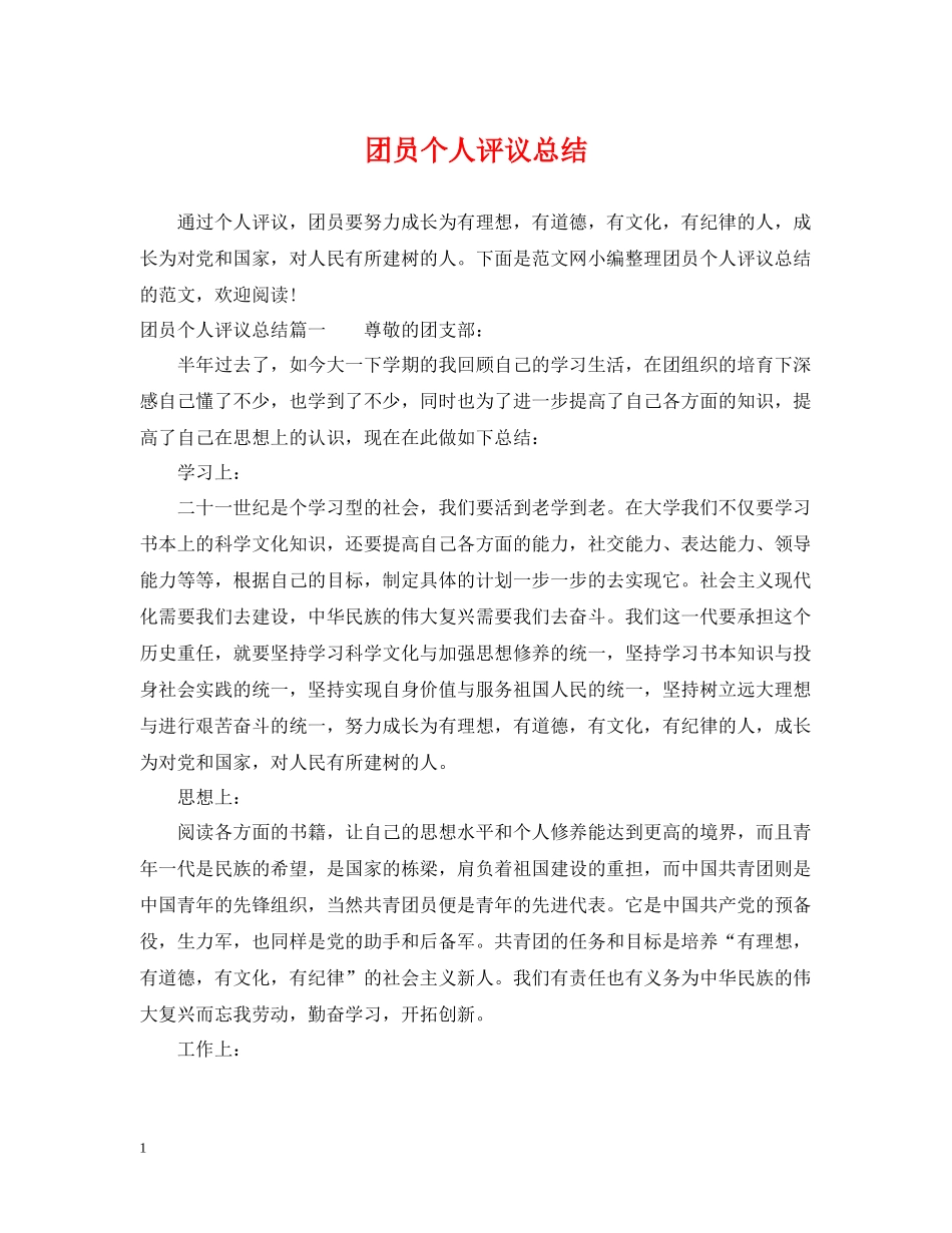 团员个人评议总结_第1页