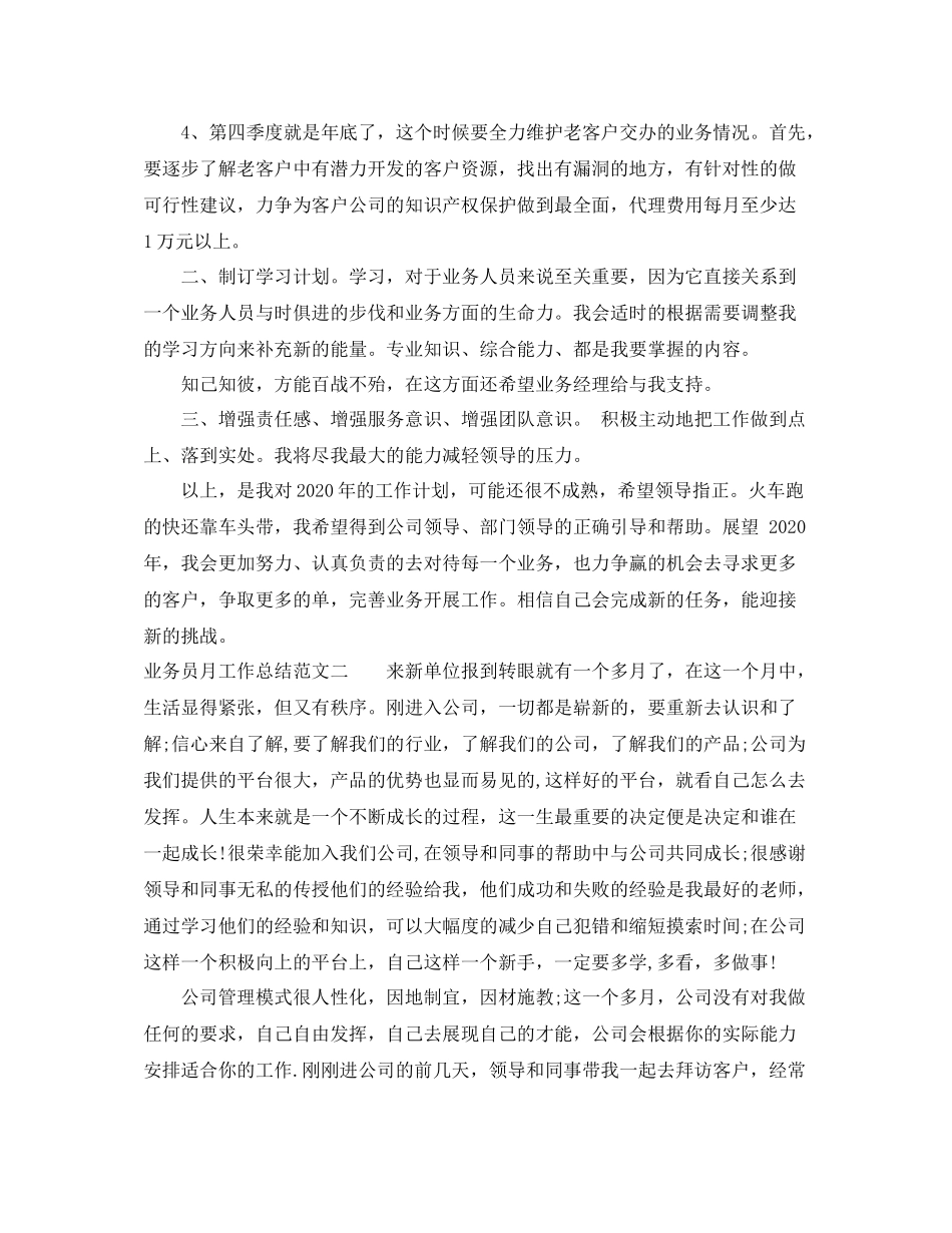 业务员月工作总结与思路_第2页