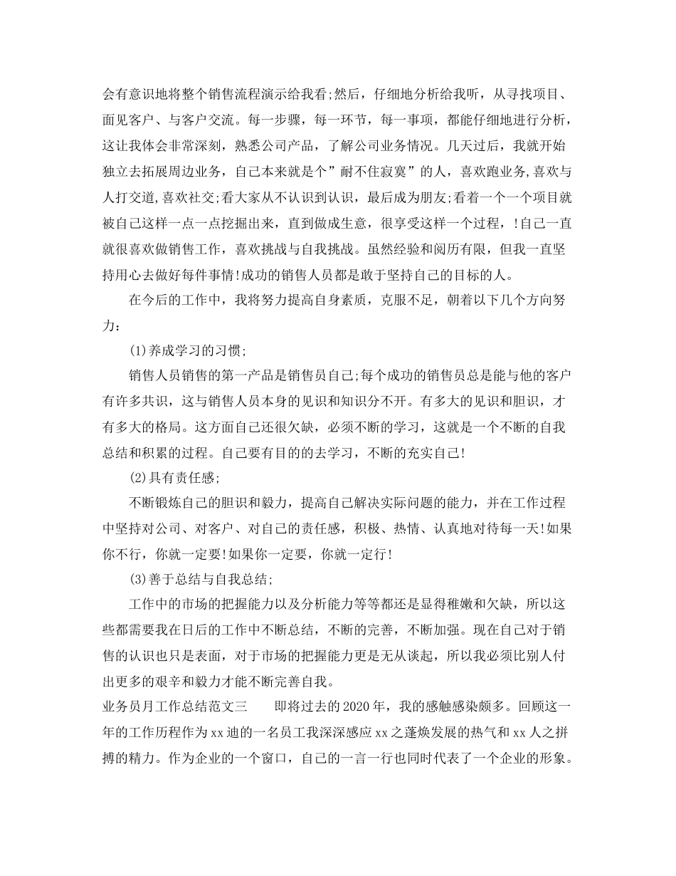 业务员月工作总结与思路_第3页