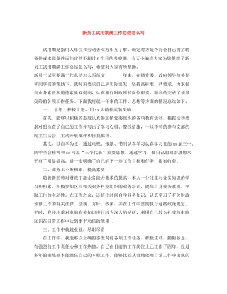 新员工试用期满工作总结怎么写