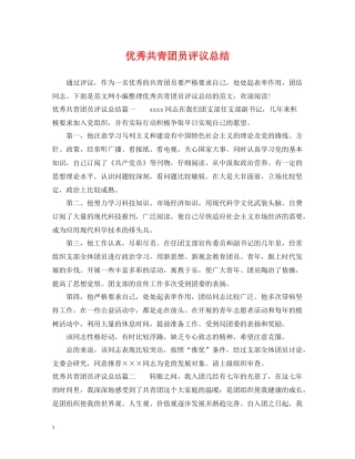 优秀共青团员评议总结