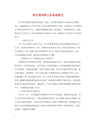 审计局年终工作总结范文2