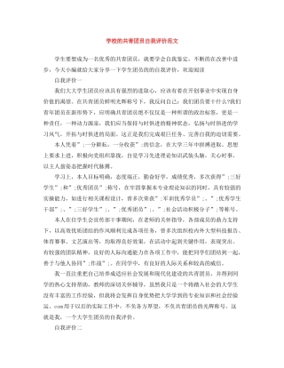 学校的共青团员自我评价范文