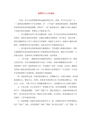 信贷员个人工作总结