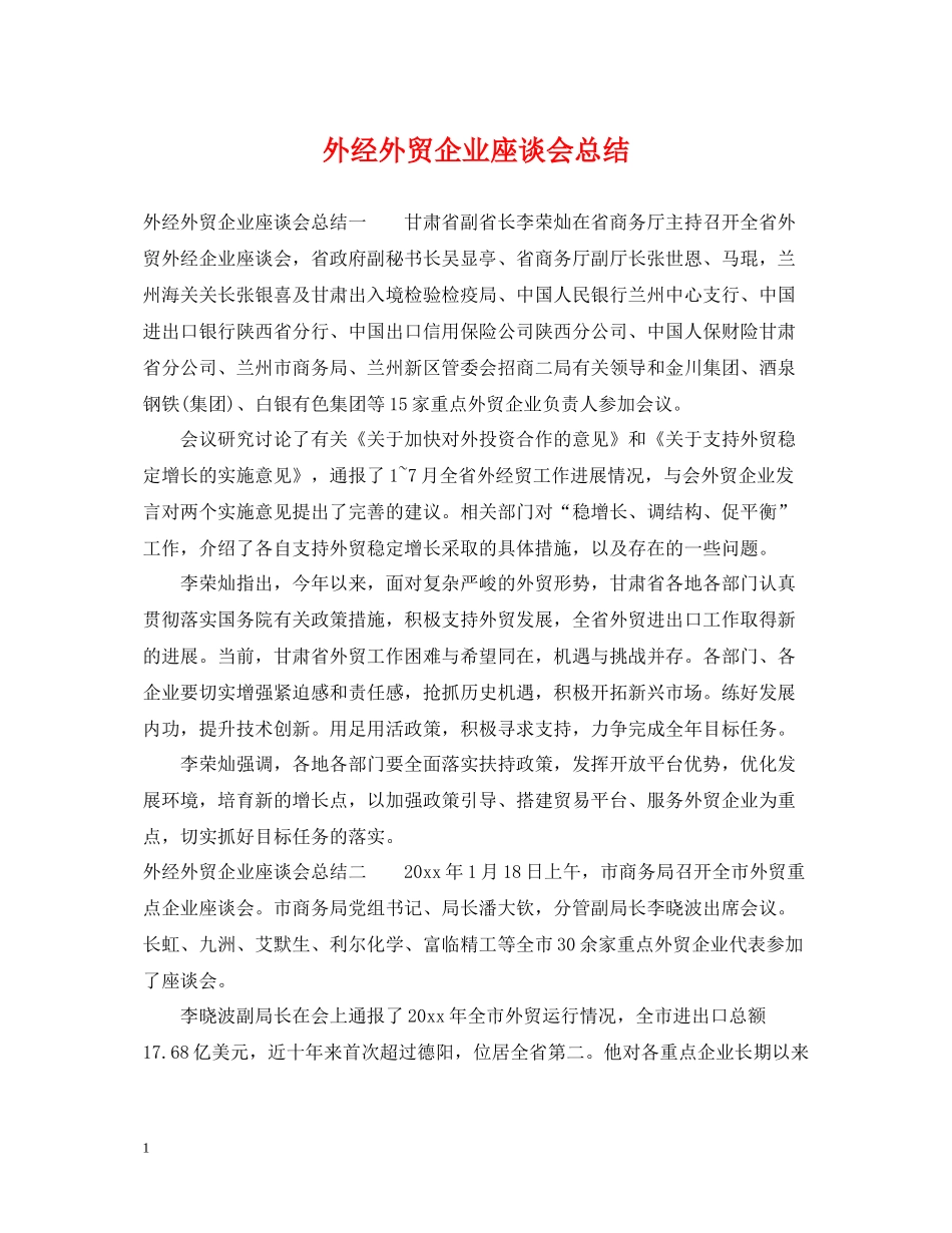外经外贸企业座谈会总结_第1页
