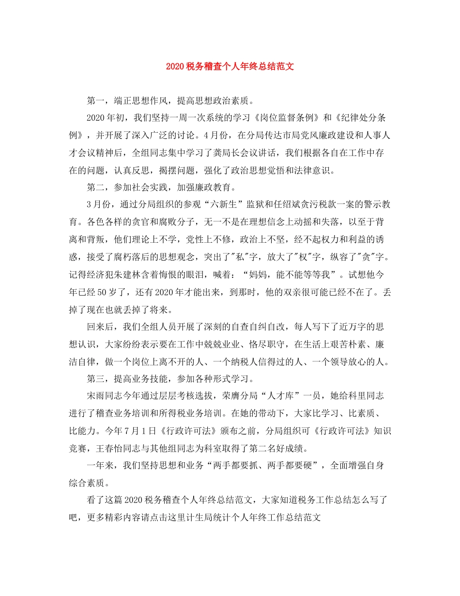 税务稽查个人年终总结范文_第1页