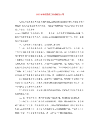 2020年学校团委工作总结怎么写