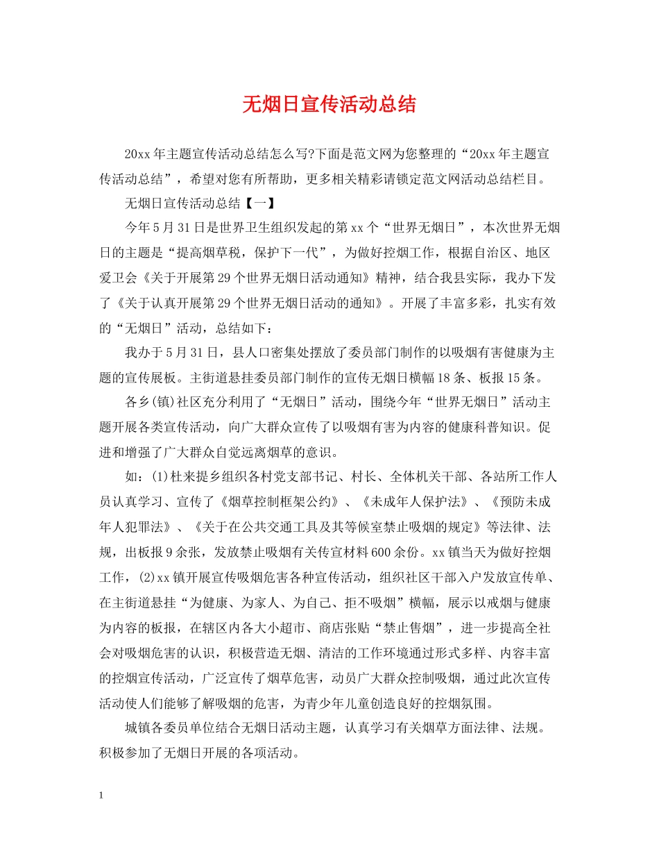 无烟日宣传活动总结_第1页