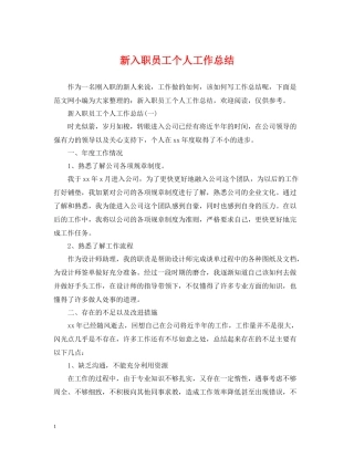 新入职员工个人工作总结