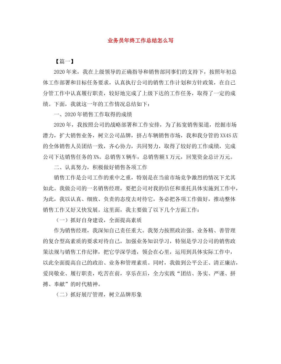业务员年终工作总结怎么写_第1页