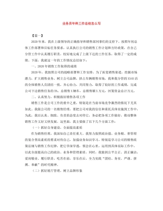 业务员年终工作总结怎么写