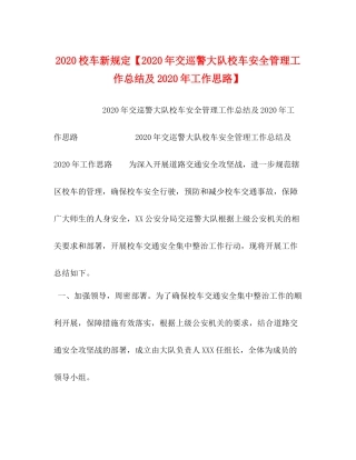 校车新规定【年交巡警大队校车安全管理工作总结及年工作思路】