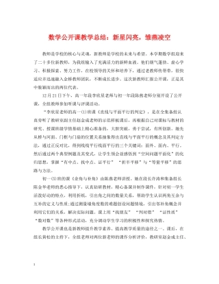 数学公开课教学总结新星闪亮，雏燕凌空