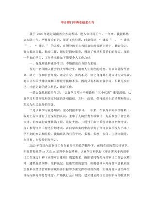 审计部门年终总结怎么写