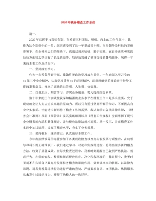 2020年税务稽查工作总结