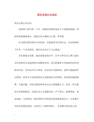 团员自我认识总结