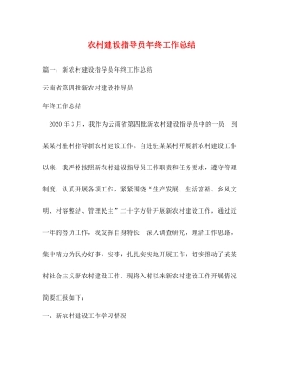 农村建设指导员年终工作总结