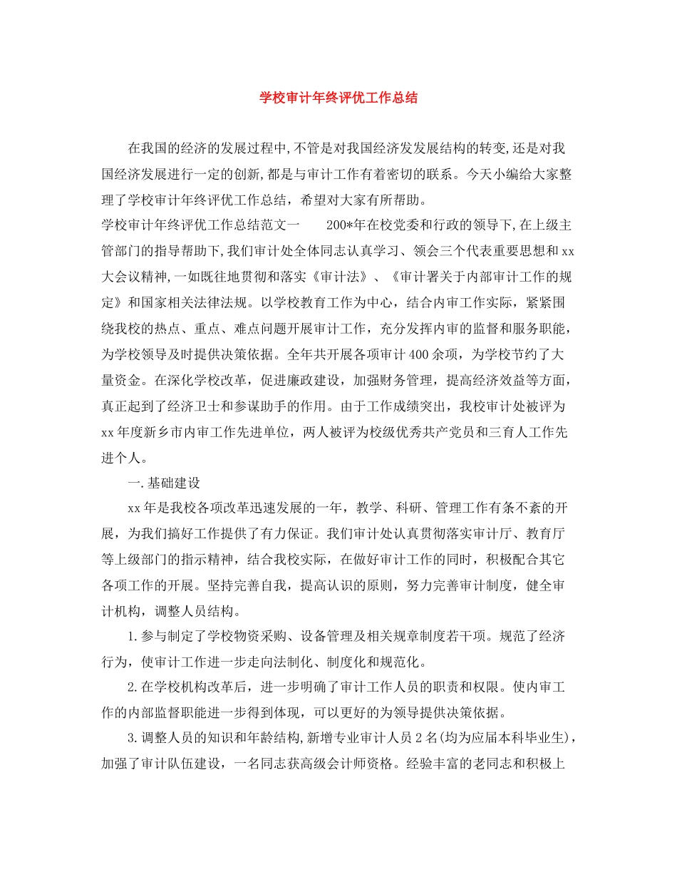 学校审计年终评优工作总结_第1页