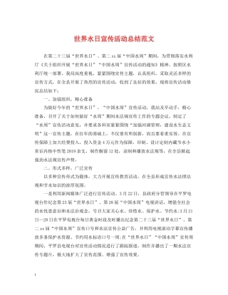 世界水日宣传活动总结范文
