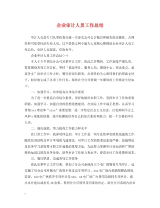 企业审计人员工作总结